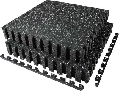 Productafbeelding van 12 Matten 60x60x1,4 cm Extra Dikke Robuuste Rubberen Antislip Puzzelmat, Geschikt voor Sportschool en Thuisfitness, Zware Trainingsbelasting, Vloerbeschermingsmat voor Fitness, Fitnessmat