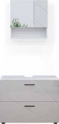 Produktbild von Badmöbel-Set Vicco Irma Weiß Hochglanz 2 Teile, Model 38066