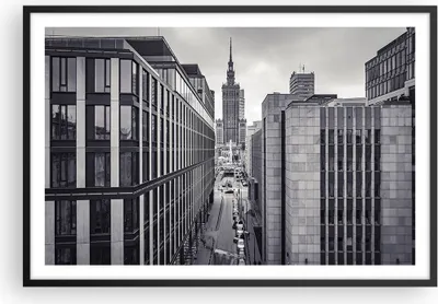 Produktbild von Gerahmtes Poster - Schwarzer Rahmen - Warschau Palast Kultur - 91,5x61 cm - Wand Bild - Wanddeko - Wandbilder - Kunstposter - Wandposter - Bilderrahmen - Bilder - Kunstdruck - P2BAA91x61-4382