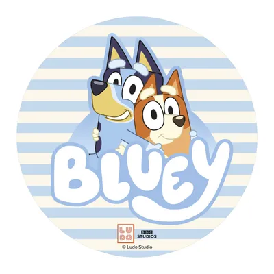 Produktbild von dekora, Essbarer Tortenaufleger Bluey, Tortendeko für Kindergeburtstag, Zuckerfreier Tortenaufleger für Kuchen & Torten, Glutenfrei, Einfache Anwendun