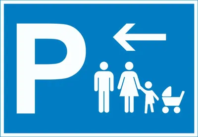 Produktbild von Eltern Kinderwagen Parkplatz Schild mit Richtungspfeil links waagerecht A1 (594x841mm)