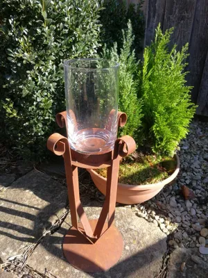 Produktbild von Edelrost Tischfackel mit Glaswindlicht Tischfackel - 60 cm