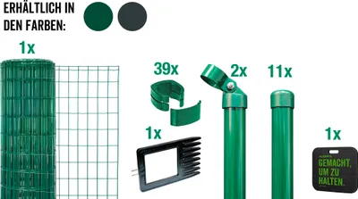 Image de Alberts 693602 Fix-Clip Pro comme set complet de clôture, à bétonner avec genouillère, anthracite, hauteur 122 cm, longueur 25 m