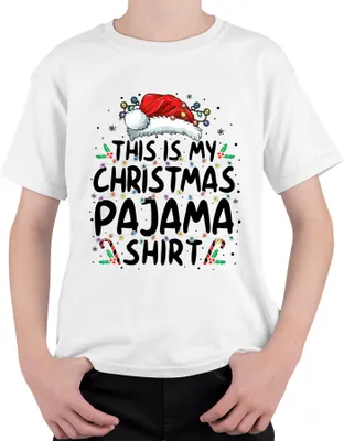 Produktbild von This is my Christmas Pajama Shirt Lichterkette - Weihnachten Xmas Christmas Uni Kinder T-Shirt, Weiß, 140