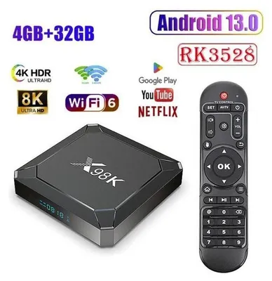 Obrázek produktu pro Android TV Box, 4 GB + 32 GB IPTV Box RK3528 Quad-Core, podporuje 8K HD 3D, WiFi 6 + BT 5.0, Android 13 Smart TV Box, multimediální přehrávač