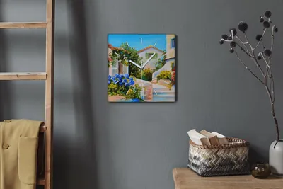 Produktbild von Coloray Hodiny Unikátní 30x30 cm  Tiché hodiny Pro obývací pokoj a kuchyň Nástěnné hodiny Plátno Bílé ručičky hodin - Budování květin