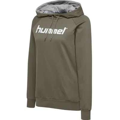 Produktbild von Hummel Baumwolle Logo Hoodie Damen khaki Gr M