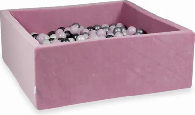 Produktbild von Trockenbecken 110x110x40cm Velvet Soft Pink mit 600 Bällen: Hellrosa Perle, Silber, Metallic Graphit, Perle