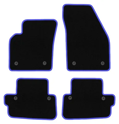 Produktbild von Fußmatten Automatten Velours Schwarz/Blau für Volvo C70 II 2005-2013 Set 4-tlg