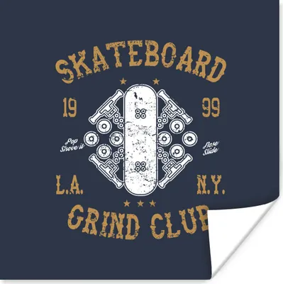Produktbild von MuchoWow® Poster Skateboard - Weiß - Retro - Zitat 75x75 cm - Wand Dekoration