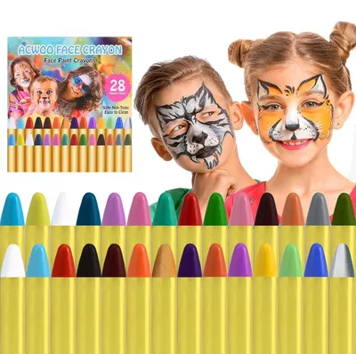Produktbild von Gesichtsfarbe Schminkstifte Bodypaint Schminkpalette 28 Farben für Karneval Halloween Fasching