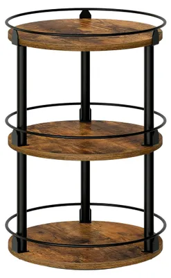Produktbild von Drehbarer Gewürzorganizer, 3-stufig, kompakt, Vintagebraun und Schwarz