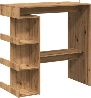 Obrázek produktu pro Barový stůl s úložným regálem šedý dub artisan 100x48x101,5 cm