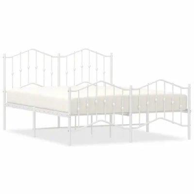 Zdjęcie produktu dla Metalowa Rama Łóżka Z Wezgłowiem I Zanóżkiem, Biała, 135X190 Cm Lumarko!
