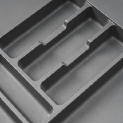 Produktbild von Besteckeinsatz Optima für Schrankbreite 90 cm, Rand schneidbar (B 804-836 x T 418-482), Kunststoff, Anthrazitgrau
