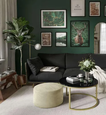 Produktbild von Runder Couchtisch CIRI mit Hocker Gold Matt