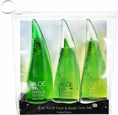 Immagine prodotto di HOLIKA HOLIKA SET Jeju Aloe Face&Body Care Set aloe vera gel 55ml + Reinigungsschaum 55ml + aloe vera gel per doccia 55ml