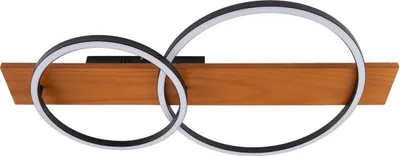Produktbild von Lindby LED-Deckenlampe Galad, schwarz, Holz, 2-flg., 75 cm