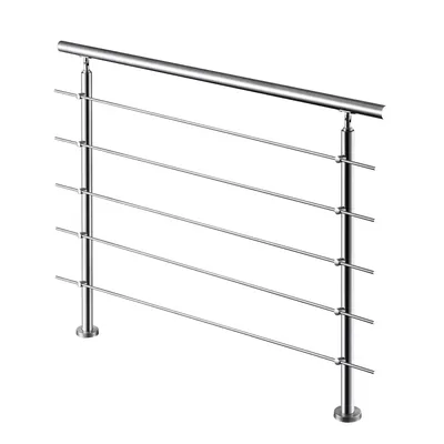 Produktbild von Aica Geländer Edelstahl, Treppengeländer außen, Handlauf 150cm 5 Querstreben, Brüstung Innen/und Außenbereich Geeignet