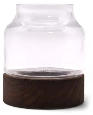 Image de Terrarium de petite taille, monté sur une base en bois sombre - 12x13 cm