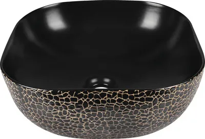 Produktbild von Differnz Aufsatzwaschbecken Snake Duo 41,5 x 40 cm schwarz gold matt 38.010.36