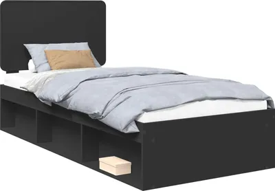 Obrázok produktu pre Rám postele Čierna 90 x 200 cm Masívne borovicové drevo