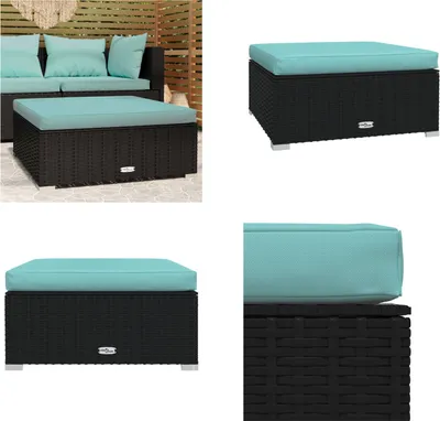 Immagine prodotto di vidaXL Sgabello da giardino con cuscino nero 70x70x30 cm Poly Rattan - Sgabello da giardino - Pouf da giardino - Pouf da giardino - Pouf da esterno
