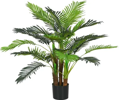Immagine prodotto di HOMCOM Piante artificiali, palma artificiale, pianta artificiale da 100 cm con 27 rami, pianta da appartamento, albero artificiale, decorazione vegetale per interni, esterni, verde