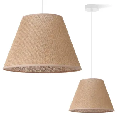 Produktbild von Pendelleuchte Jute Weiß mit Kegelschirm Beige 30 cm E27 – Moderne Hängelampe