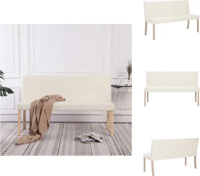 Image de vidaXL Banc 139,5 cm Blanc crème Similicuir - Bancs de coffre et de couloir