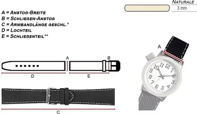 Produktbild von Herzog Naturale Uhrenarmband hellbraun flach > Kalbleder Kontrastnaht, Stegbreite:18mm, Schließe:Roséfarben