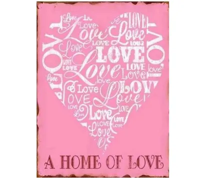 Produktbild von Blechschild - A HOME OF LOVE - Vintage Wandschschild Metall