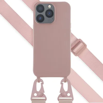Zdjęcie produktu dla Selencia Silikonowe etui z odłączanym przewodem do Apple iPhone 13 Pro - Piaskowy róż