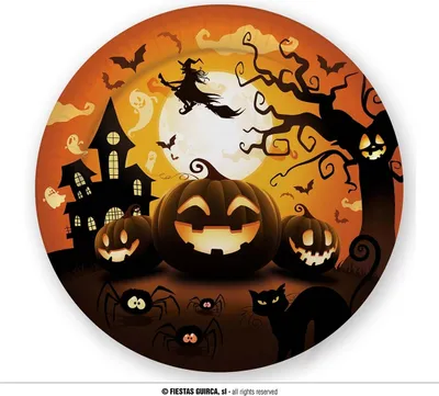 Image de 6 assiettes en carton Halloween citrouille