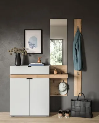 Produktbild von Garderoben-Set Naro 2 | weiß / Evoke Oak | 3-teilig