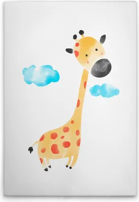 Produktbild von TADESSI Leinwandbild Kinderzimmer Aquarell Giraffe - Wandbild 50 x 75 cm - Kunstdruck auf Leinwand in Weiß Gelb - M1-No.51425