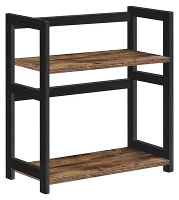 Immagine prodotto di Ripiano per spezie a 2 livelli, organizer per spezie, stile vintage, colore marrone/nero, dimensioni 42 x 18 x 43 cm