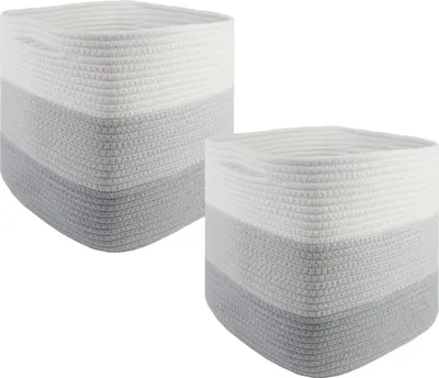 Produktbild von Geflochten Aufbewahrungskorb - dekorativ und praktisch - Set von 2 - grau - Baumwolle - 28x28x28 cm
