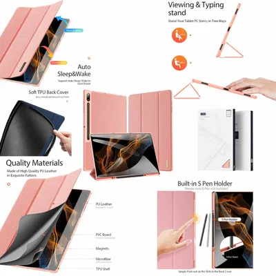 Image de Étui Wake UP Smart rose pour tablette Samsung Galaxy Tab S8 Ultra