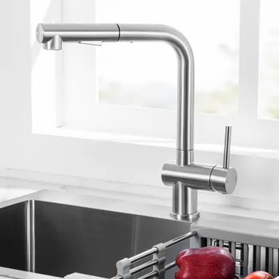 Produktbild von Spültischarmatur mit 3 Strahlarten & Schaber, Cecipa Wasserhahn Küche, 304 Edelstahl Küchenarmatur, Ausziehbar 40cm, 360° Drehbar, Gebürstet