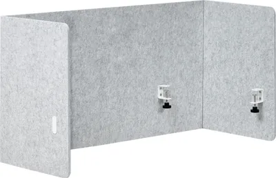 Produktbild von BELIANI Schreibtisch Trennwand Grau Stoff PET Kunststoff 120 x 60 cm Gesamter Schreibtisch zum Klemmen Schallschutz Sichtschutz Büro Homeoffice