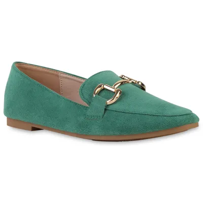 Produktbild von VAN HILL Damen Loafers Slippers Flache Schlupf-Schuhe 840186, Farbe: Grün, Größe: 38