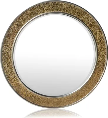 Image de Cheyne miroir mural cadre en bois rond Ø 60 cm design en mosaïque