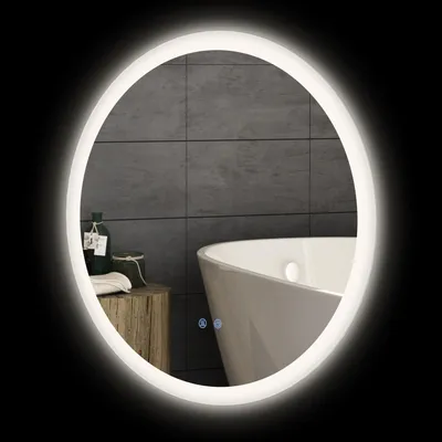 Produktbild von Badspiegel Beleuchteter Wandspiegel Mit 3 Lichtfarben, Ø70 Cm, Ip44, Touch-Schalter, Anti-Beschlag