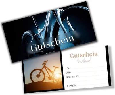 Produktbild von itenga Geschenkgutschein Fotodesign - Motiv FAHRRAD Postkarte zum Ausfüllen  21,0 x 9,8 cm