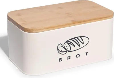 Produktbild von Theo&Cleo Brotkasten mit Deckel aus Bambus 30cm Beige-Retro Design