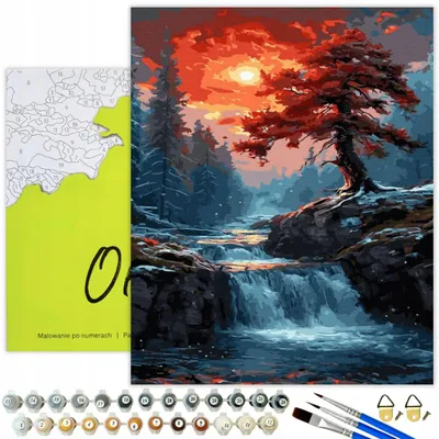 Immagine prodotto di Oh Art! Pittura con cornice per adulti 40x50 cm "Clone al tramonto" - Set fai da te: Colori acrilici, tela, 3 pennelli e accessori
