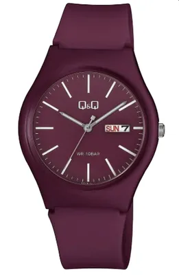 Produktbild von Q&Q Uniuhr mit Silikonarmband in bordeaux, 10 Bar wasserdicht