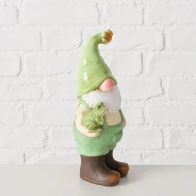 Immagine prodotto di Figura decorativa Joshy: gnomo con una rana - Decorazione per il giardino