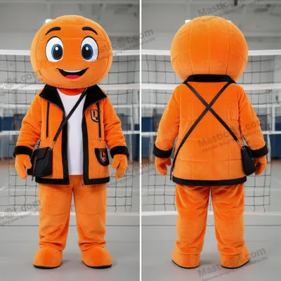 Image de Mascotte MASTICOT en peluche pour filet de volley-ball orange